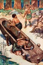 Making the First Boat from a Tree-Trunk